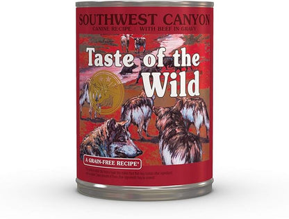Taste of the Wild Southwest Canyon Canine Recipe with Beef in Gravy Canned Dog Food, 13.2-oz, Case of 12