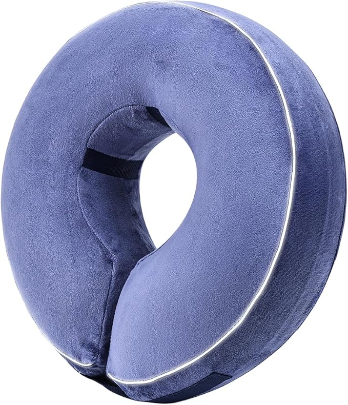 Inflatable Reflective Dog Cone Collar Alternative After Surgery,Doggie Recovery Dount Neck Ecollar,Adjustable Soft Dog Cone Collar for Small Medium Large Dogs (Blue, S)