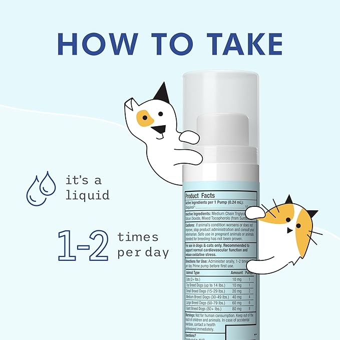 Dr. Mercola Bark & Whiskers Ubiquinol Liquid Pump for Dogs & Cats, 1.45 Fl. Oz. (43 mL), 149 Pumps, Supports Healthy Immune Function, Veterinarian Formulated, Non-GMO
