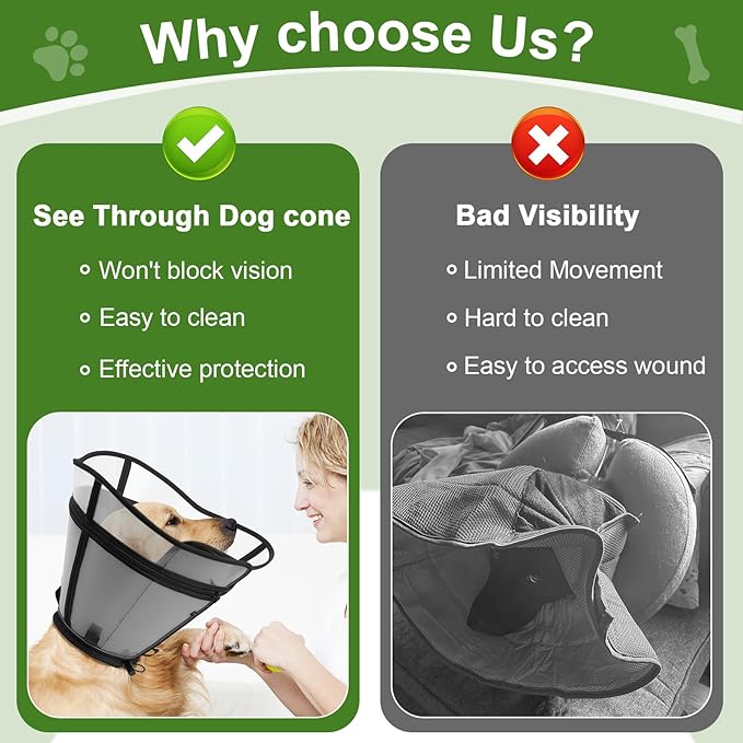 Cone for Dogs – Soft Elizabethan Collar for Large, Medium & Small Dogs | Post-Surgery Recovery, Anti-Licking, Adjustable & Lightweight Dog Cone Alternative (Black,M)