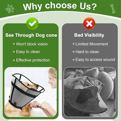 Cone for Dogs – Soft Elizabethan Collar for Large, Medium & Small Dogs | Post-Surgery Recovery, Anti-Licking, Adjustable & Lightweight Dog Cone Alternative (Black,M)