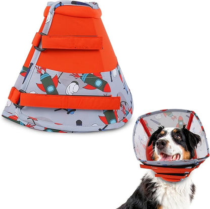 Comfortable Dog Cone - Soft Dog Cone Collar for Medium Dogs,Adjustable Recovery Cone for Dogs to Stop Licking,Cute Pet Head Neck Elizabethan Cone,Cone Alternative After Surgery,L,Red