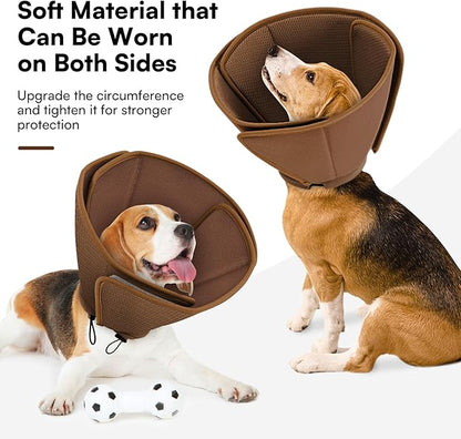 Queenmore Soft Dog Cone Collar,Comfortable Cones for Small Dogs/Cat to Stop Licking After Surgery, Comfy Elizabethan Collars, Neuter Recovery Ecollars of Shame Alternatives,Coffee,M
