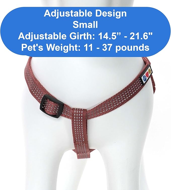 Pawtitas Reflective Step-in Dog Harness – Adjustable No-Pull Vest for Puppies to Seniors, Safe & Comfortable, S Marsala
