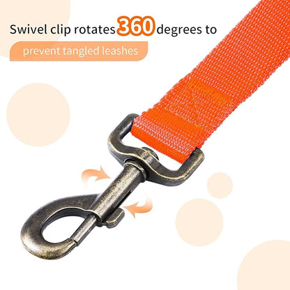 HIKISS Long Dog Leash Obedience Recall Training Agility Lead with Thickening Material for Large Dog - 15ft 20ft 30ft 50ft 100ft Training Leash(Orange 50ft)