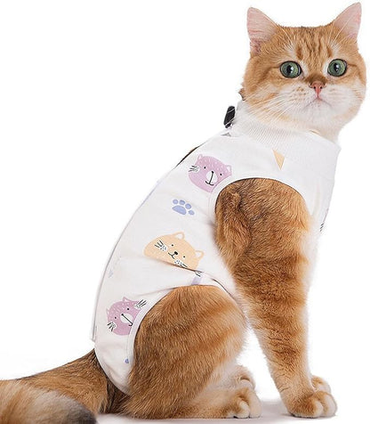 Cat Recovery Suit Female Kitten Onesie for Cats After Surgery Female Spay Surgical Abdominal Wound Skin Diseases Cone Collar Soft Alternative Wear (Cat, M)