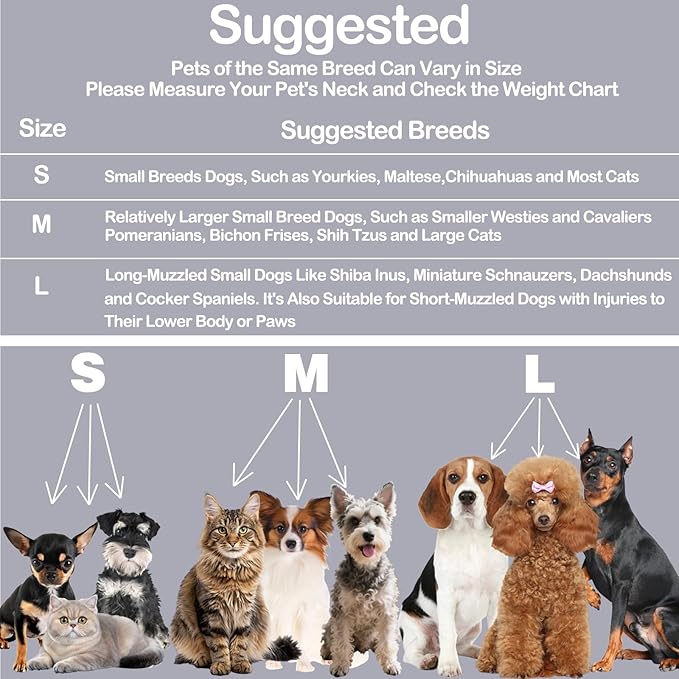 Dog Cone Collar Adjustable After Surgery, Comfortable Dogs Recovery Collar, Adjustable E Collar Alternative to Stop Licking, Protective Dog Neck Collar Plastic Practical