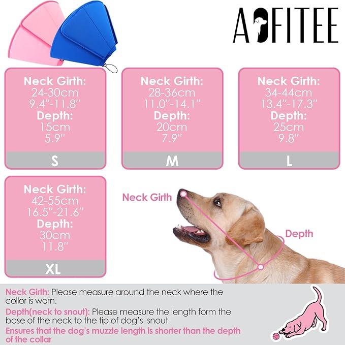 AOFITEE Soft Dog Cone Collar Anti-Licking, Dog Cone Alternative After Surgery, Elizabethan Cones for Large Dogs Post-Surgery, Neuter Recovery Pet Dogs E-Collar(Pink,X-Large)