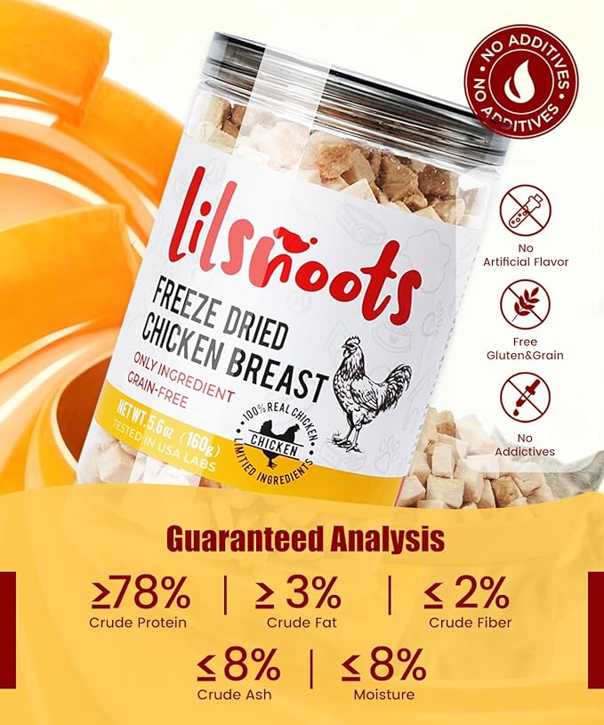 Freeze Dried Chicken Dog Treats Cat Treats, Single Ingredient Raw Chicken Pet Treats, Food Topper, Training Treats, Rawhide Free Freeze Dried Chicken High Protein, 4.6oz
