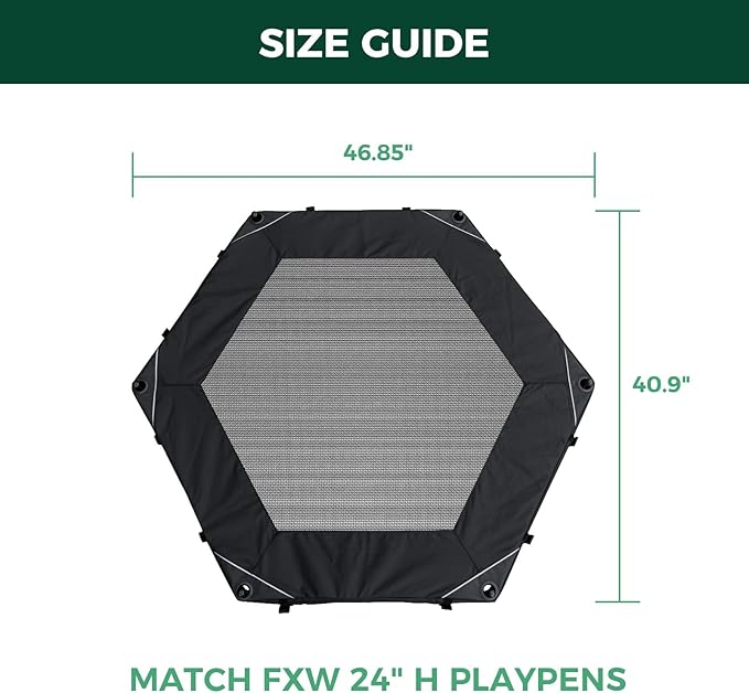 FXW Homeplus Indoor Dog Playpen with Hexagon Mesh Top Cover for Escape Prevention, 24 Inch 6 Panels Heavy Duty Dog Pen for Puppies and Small Dogs, White│Patented
