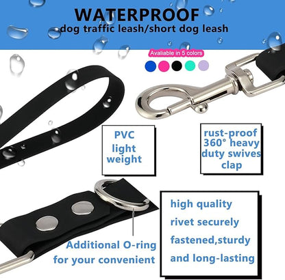 Short Dog Leash - 9 Inch Dogs Lead Green Grab Tab Heavy Duty Waterproof PVC Dog Training Traffic Leashes for Safety Control Behavior Correction Hiking Backup & All Breeds(Green, 9")
