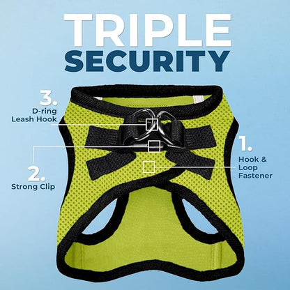 Best Pet Supplies Voyager Step-in Air All Weather Mesh Harness and Reflective Dog 5ft Leash Combo with Neoprene Handle, for Small, Medium and Large Breed Puppies - Set (Lime/Black Trim), X-Large
