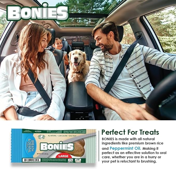 Bonies Natural Breath and Dental Formula Small-Sized Single Bone - All-Natural Ingredients, Fresh Breath, Cleans Teeth, Low Calories, Chicken Flavor, Small Dog, 1 Bone