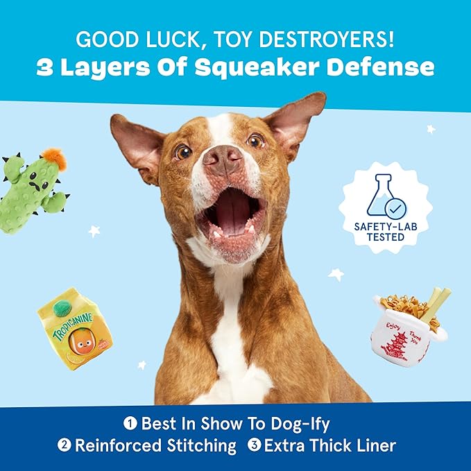 Barkbox Best of BarkBox Bundle – Squeaky Dog Toys – Plush Chew Toys – Puppy and Pet Toys for Medium and Large Dogs – Gordon The Sloth, Dingbert The Dragon, and Ollie The Octopus
