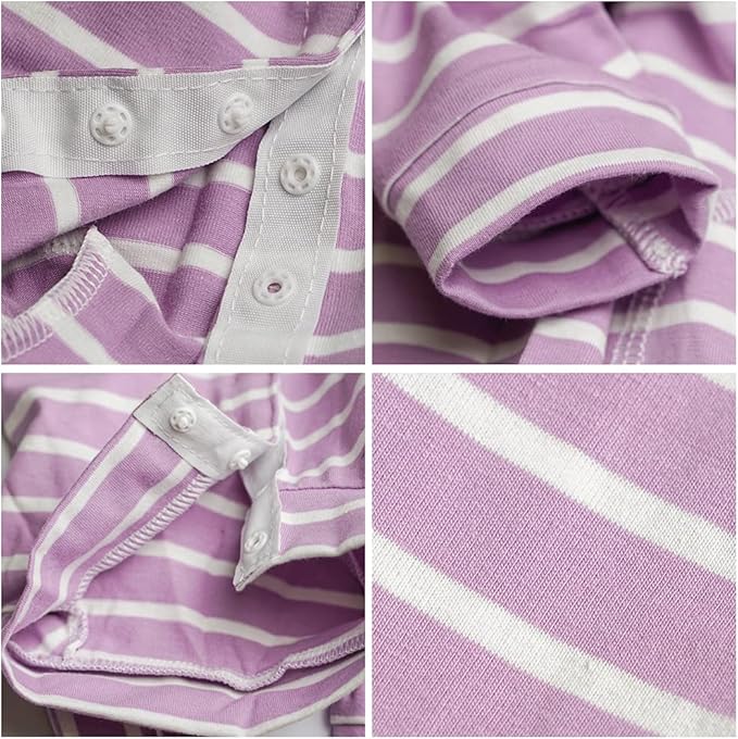 Dog’s Recovery Suit Post Surgery Shirt for Puppy, Full Coverage Dog's Bodysuit Wound Protective Surgical Clothes for Small and Medium Pets (Purple White Stripe-l)