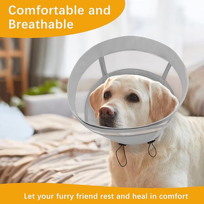 ASENKU Dog Cone Collar, Soft Adjustable Cone for Dogs to Stop Licking, Lightweight Recovery Dog Cone After Surgery, Pet E-Collar for Small, Medium & Large Dogs(Grey,L)