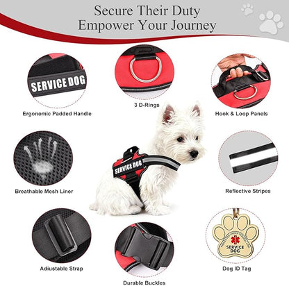 Opstin Service Dog Vest, ID Tag + 50 ADA Information Cards, Service Dog Harness in Sizes X Small to XX Large, Ruggedized Metal Tag, 2-Sided Service Animal Information Cards, ESA Accessory Set Large