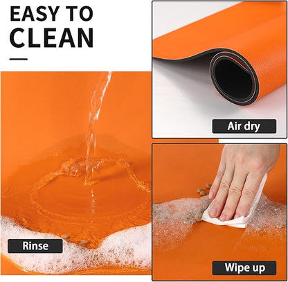 HotLive Dog Food Mat - Absorbent Cat Mat for Food and Water, No Stains Pet Feeding Bowl Mat, Easy to Clean Pet Placemats, Quick Dry Dog Water Dispenser Mat for Messy Drinkers | Orange 24"x36"