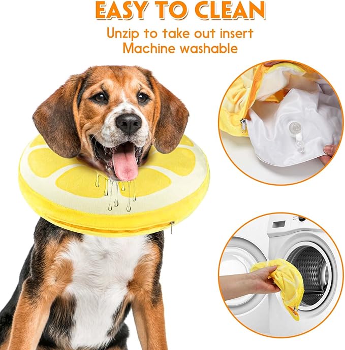Inflatable Dog Cone, Protective Inflatable Collar for Large Dogs,Soft Adjustable Pet Cone Alternative After Surgery for Wound Healing and Prevent from Biting or Scratching,L(12.5"-18")