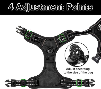 NESTROAD No Pull Dog Harness,Adjustable Oxford Dog Vest Harness with Leash,Reflective No-Choke Pet Harness with Easy Control Soft Handle for Small Medium Dogs(Medium,Black)
