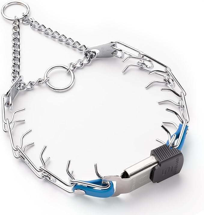 Herm Sprenger Chrome Plated Steel Dog Collar with Quick Release ClicLock Buckle O-Ring Biothane Insert Training Collar Made in Germany (Cerulean Blue, 16in x 2.25mm(Neck Size up to 13-14in))