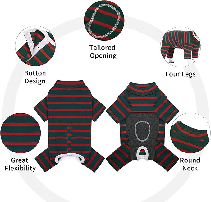 Dog Surgery Recovery Suit for Male/Female, Post Surgery Dog Shirt, After Surgery Dog Bodysuit, E-Collar & Cone Alternative Surgical Clothes, Anti-Licking Dog Snugly Onesie, Dark Green