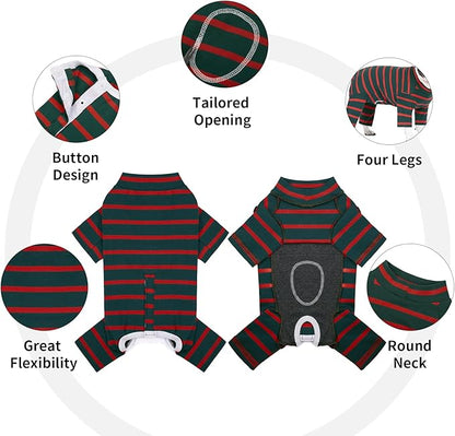 Dog Surgery Recovery Suit for Male/Female, Post Surgery Dog Shirt, After Surgery Dog Bodysuit, E-Collar & Cone Alternative Surgical Clothes, Anti-Licking Dog Snugly Onesie, Dark Green