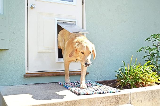 Endura Flap Double Flap Pet Door for Door Installations | Stylish for Interior & Exterior Doors | Durable Aluminum Frame & Weatherproof Dual-Layer Flap | White, Large, Double Flap
