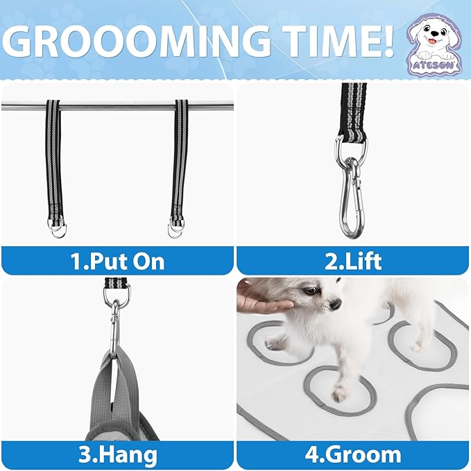 ATESON Pet Grooming Hammock Harness for Large Giant Dogs Nail Trimming, Dog Sling for Cutting Nails, Dog Hanging Holder Hanger with Nail Clippers, Nail File, Scissors XXXL