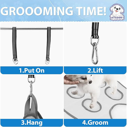 ATESON Pet Dog Grooming Hammock Harness for Medium Dogs Nail Trimming, Dog Sling for Cutting Nails, Dog Hanging Holder Hanger with Nail Clippers, Nail File, Scissors