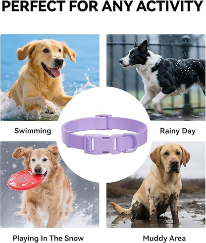 Waterproof Dog Collar, Rubber Adjustable Collars with Quick Release Buckle, Odor-Resistant, Easy to Clean Pet Collars for Small Medium or Large Dogs (Purple, L 15.4-24.8 inch)