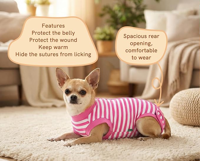 Dog Recovery Suit Post Surgery Shirt,Large Female Spay Wound Protective Suit,Pink XL