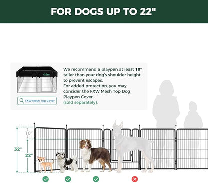 FXW Rollick Unleashed Dog Playpen for Indoor, Yard, RV Camping, 32 inch 48 Panels for Small and Medium Dogs, Black│Patented