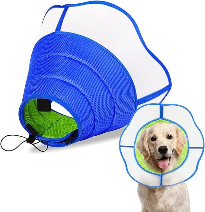 Dog Cone,Agemin Recovery Collar Cone Medium(Neck:11.8-13.4in),Thickened Farbic Soft and Comfortable Anti-Licking,Suitable for Dog Wound Care,Postoperative Use