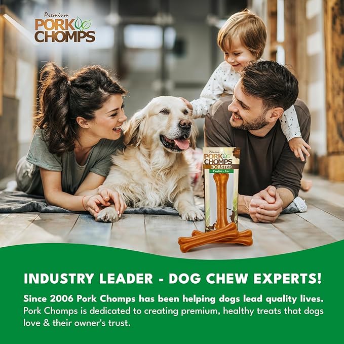 Pork Chomps Roasted Pressed Pork Skin Dog Chew, 7-inch Bone, 1 Count