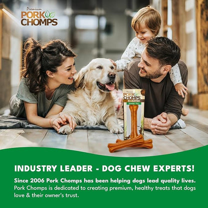 Pork Chomps Roasted Pressed Pork Skin Dog Chew, 7-inch Bone, 1 Count