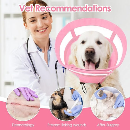 SAWMONG Soft Cone for Dogs – Extra Large Dog Recovery Collar, Adjustable E-Collar to Stop Licking After Surgery (XL, Pink)