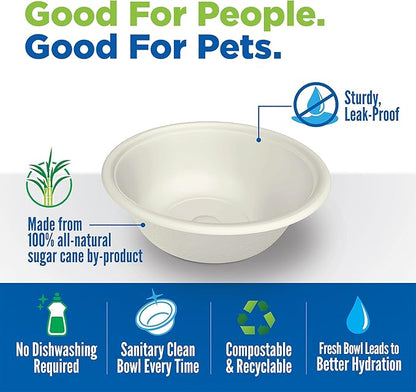Kinn Kleanbowl Pet Bowl Stainless Steel Frame with Compostable Refills, 24 oz (Pack of 2) – Spill-Proof Stable Disposable Pet Bowls for Easy Cleaning and Healthy Pets, No Plastic
