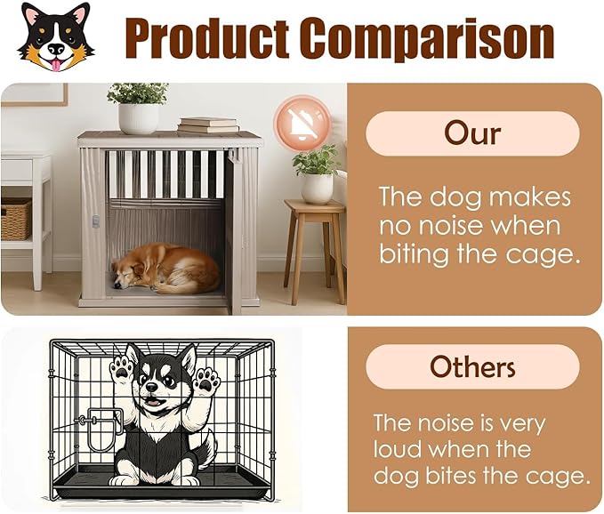 30 INCH Small Dog Crate Furniture Lockable Dog Kennel Indoor Dogs Cage Heavy Duty Decorative Plastic Pet Cage End Table for Small/Medium Dogs,Grey