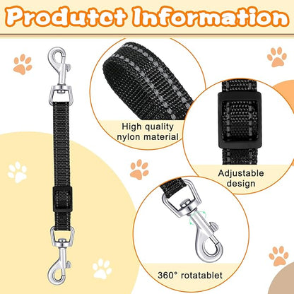Saintrygo 5 Pcs Safety Dog Collar Clips Prong Collar Backup Clips Adjustable Reflective Nylon Harness Connector Metal Double Ended Backup Clasp for Harness Pet(Dark Color)