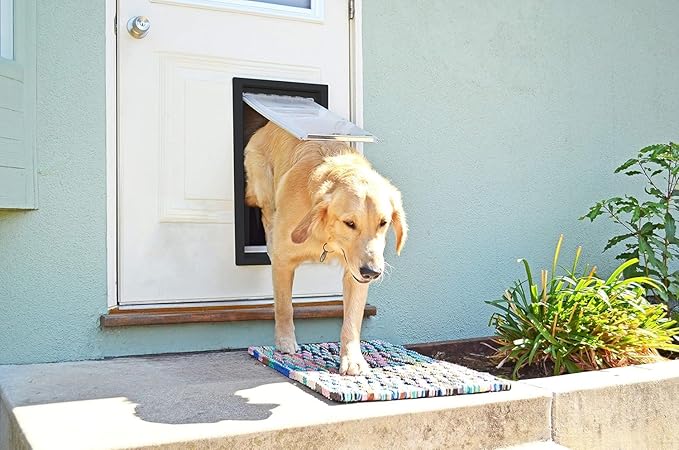 Endura Flap Double Flap Pet Door for Door Installations | Stylish for Interior & Exterior Doors | Durable Aluminum Frame & Weatherproof Dual-Layer Flap | Black, Medium, Double Flap
