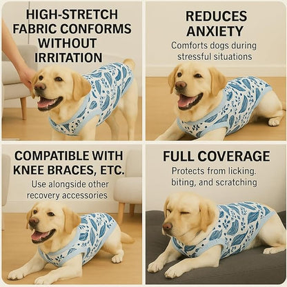 PetWarm Dog Recovery Suit After Surgery, Cone of Shame Alternatives, Anti-Licking Pet Surgical Recovery Pajamas Dog Onesie for Spay Neuter, Marine Animal Patterns, Blue, 2XL