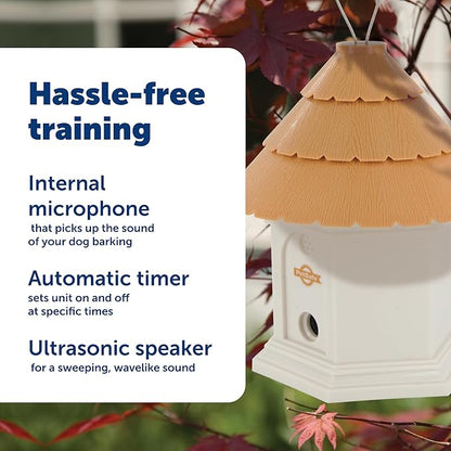 PetSafe Deluxe Outdoor Ultrasonic Bark Control - Elite No Barking Deterrent for All Dog Sizes - Up to 1/4 Acre (50 ft) Coverage - Weatherproof - Timer for Scheduled Activation - Bird House Design