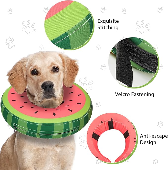 MIDOG Soft Inflatable Dog Cone, Donut E-Collar Alternative for After Surgery, Prevents Licking, Allowing Normal Eating & Vision, Comfortable Recovery Collar for Small Medium Large Dogs & Cats, Red-S