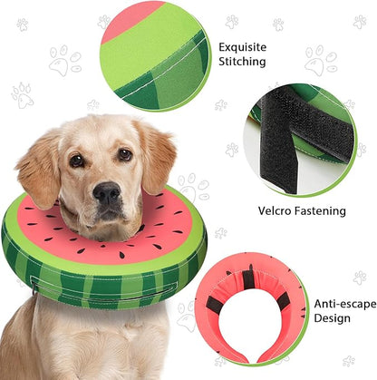 MIDOG Soft Inflatable Dog Cone, Donut E-Collar Alternative for After Surgery, Prevents Licking, Allowing Normal Eating & Vision, Comfortable Recovery Collar for Small Medium Large Dogs & Cats, Red-XS