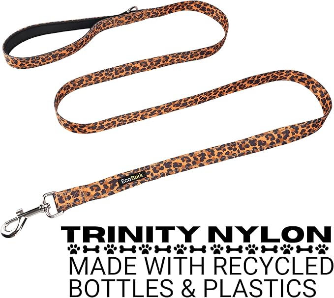 EcoBark Dog Leash - Soft & Reflective Comfort Leashes with Padded Handle - Safe, Strong, & Durable for Small, Medium or Large Dogs (Cheetah)