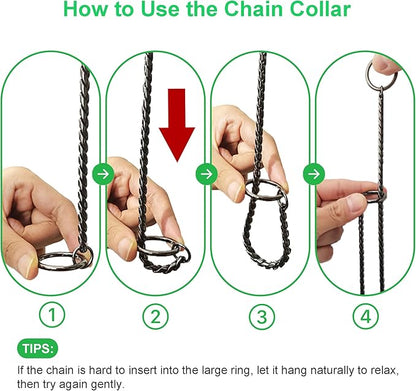 Dog P Snake Chain Chrome Plated Metal Dog Training Choke/Collar-Fully Guaranteed Against Rust Tarnish or Breakage-Recommended for Professional Training (Golden, 5mm * 26")