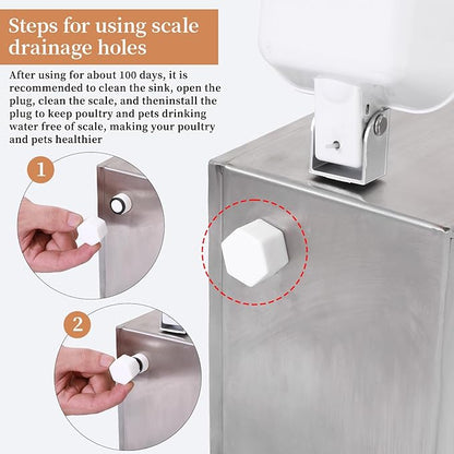 Xinyi Stainless Steel Dog Feeder and Waterer 2-in-1, Gravity Dog Feeder, Aluminum Alloy Water Cup, Automatic Feeder Waterpoof and Sturdy, Transparent Acrylic Observation Window, 3.7 Gallon
