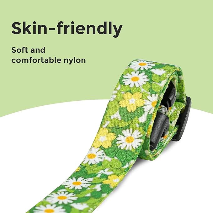 Kazazoo Dog Collar Cute and Soft Nylon Puppy Collar for Boy and Girl, Adjustable Dog Collars for Small Medium Dogs, Green Daisy-S