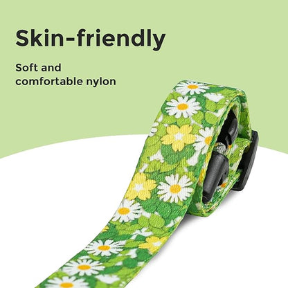 Kazazoo Dog Collar Cute and Soft Nylon Puppy Collar for Boy and Girl, Adjustable Dog Collars for Small Medium Dogs, Green Daisy-S